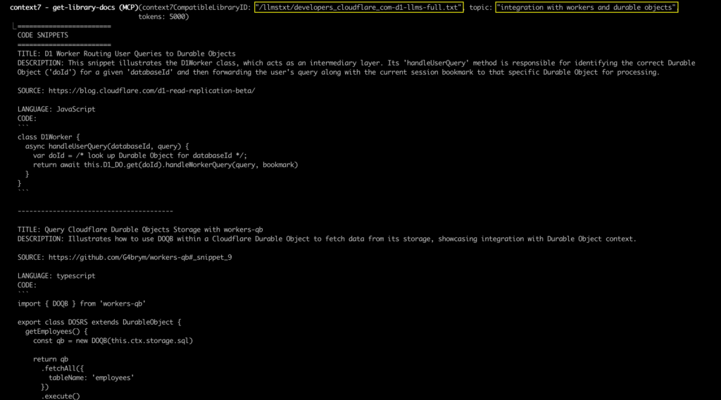 How Context7 works: getting documentation on Cloudflare D1 - jorgecolonconsulting